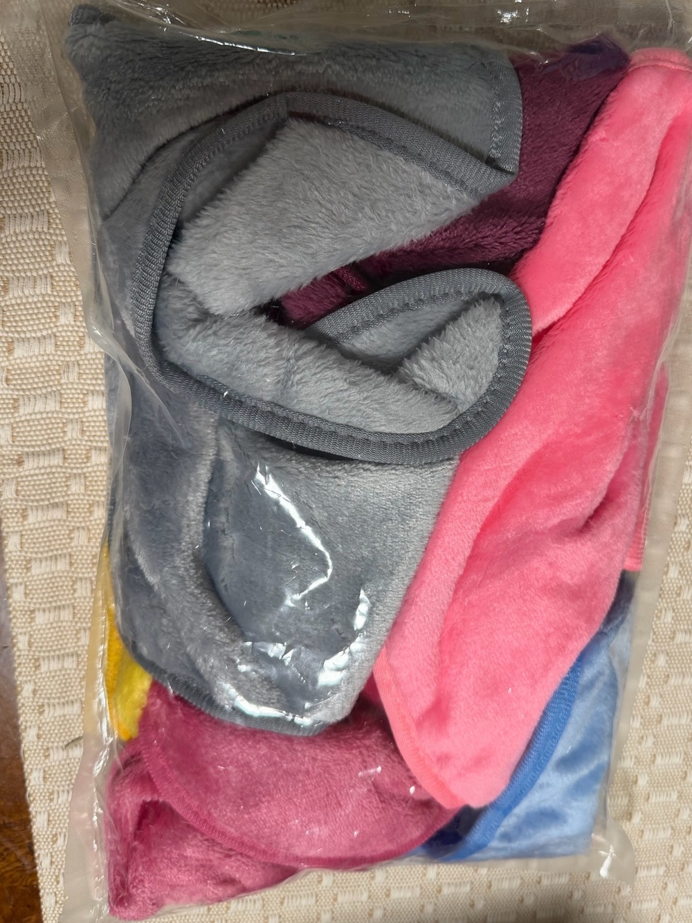 Plush Multicolor Makeup Remover Towels - Gray, Pink, Blue, Burgundy